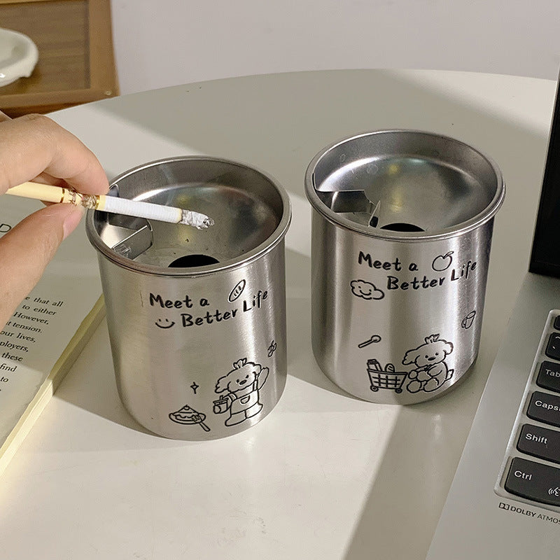 Stainless Steel Ashtray with Cute Animal Motif Stornfield