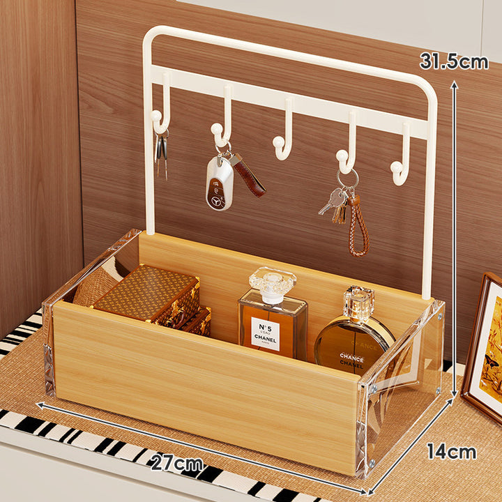 Wooden Entryway Key Rack and Valet Tray Organizer