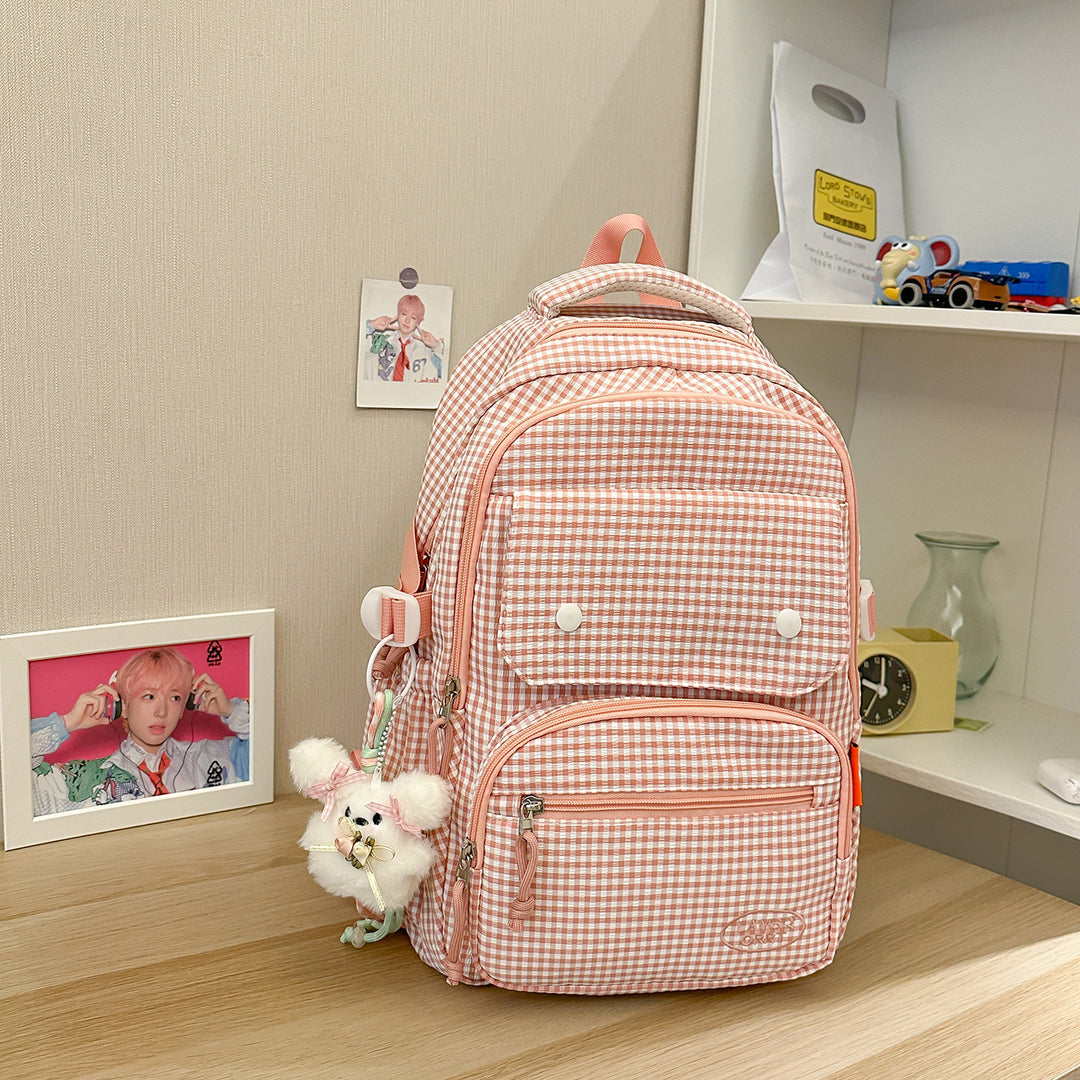 Gingham Print Multi-Pocket Backpack Stornfield