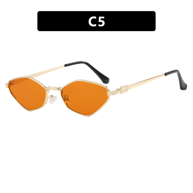 Women's geometric sunglasses with glossy metal frame and polarized lenses Stornfield