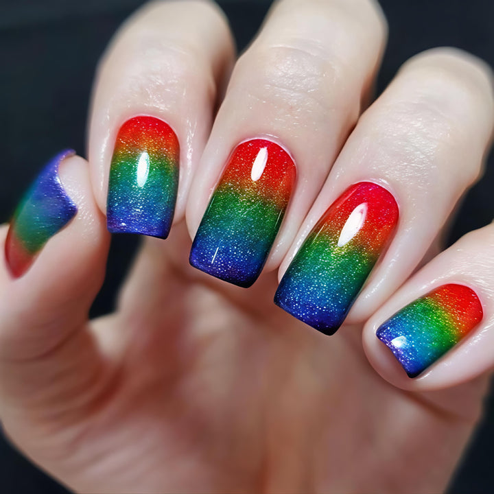 Creative Gradient Colorful Nail Art with Glitter Effects Stornfield