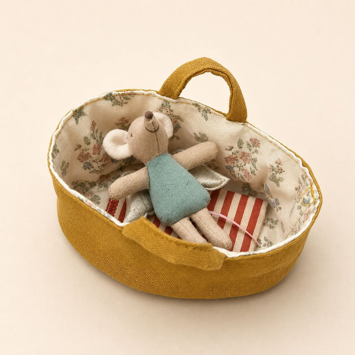 Fabric Nursery Storage Basket with Padded Handles and Floral Lined Interior