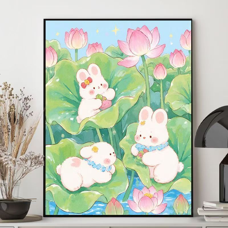 Cute Bunny-Themed Illustration Canvas Art Stornfield