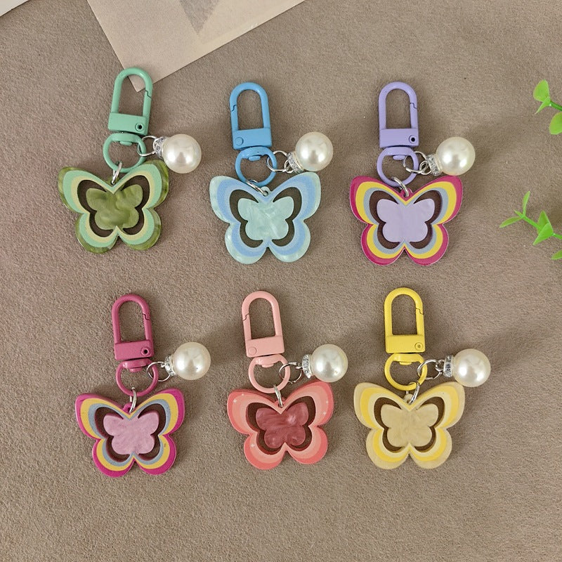 Keychain with butterfly and pearl accent Stornfield