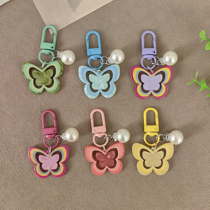 Keychain with butterfly and pearl accent Stornfield