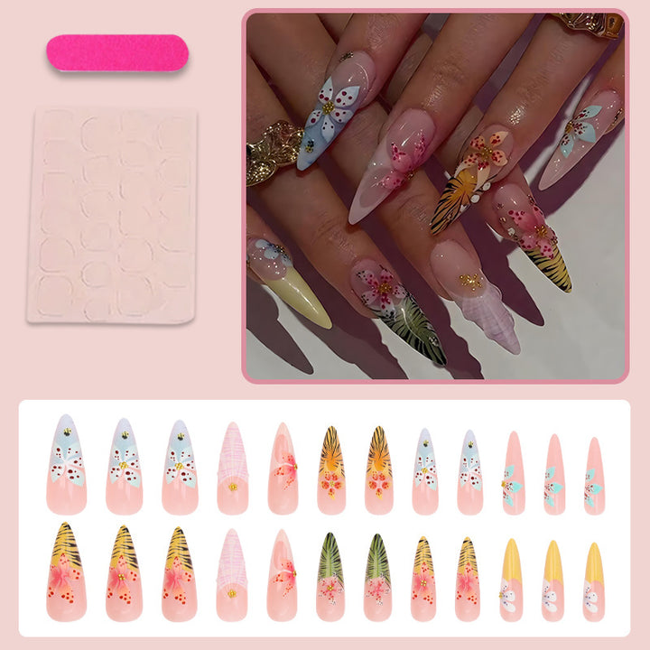 Nail art set with elegant floral designs Stornfield