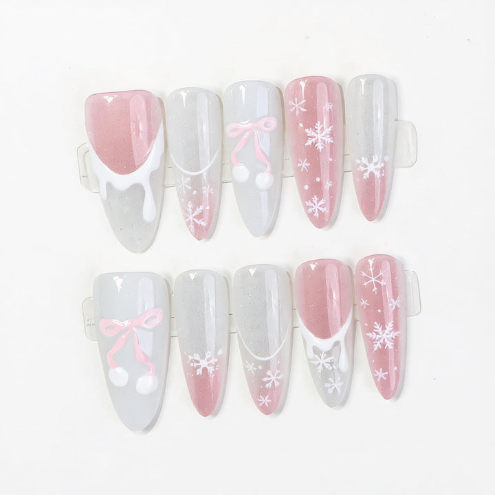 Artistic Press-On Nail Art Set with Seasonal Decor Stornfield
