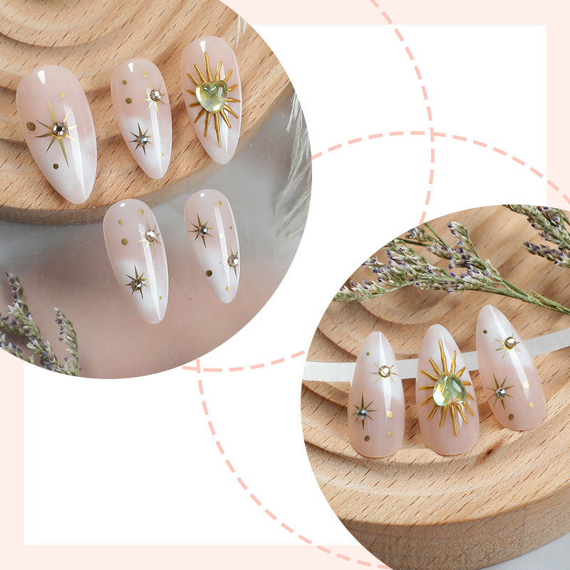 Artificial nail set with luxurious 3D star and glitter elements Stornfield