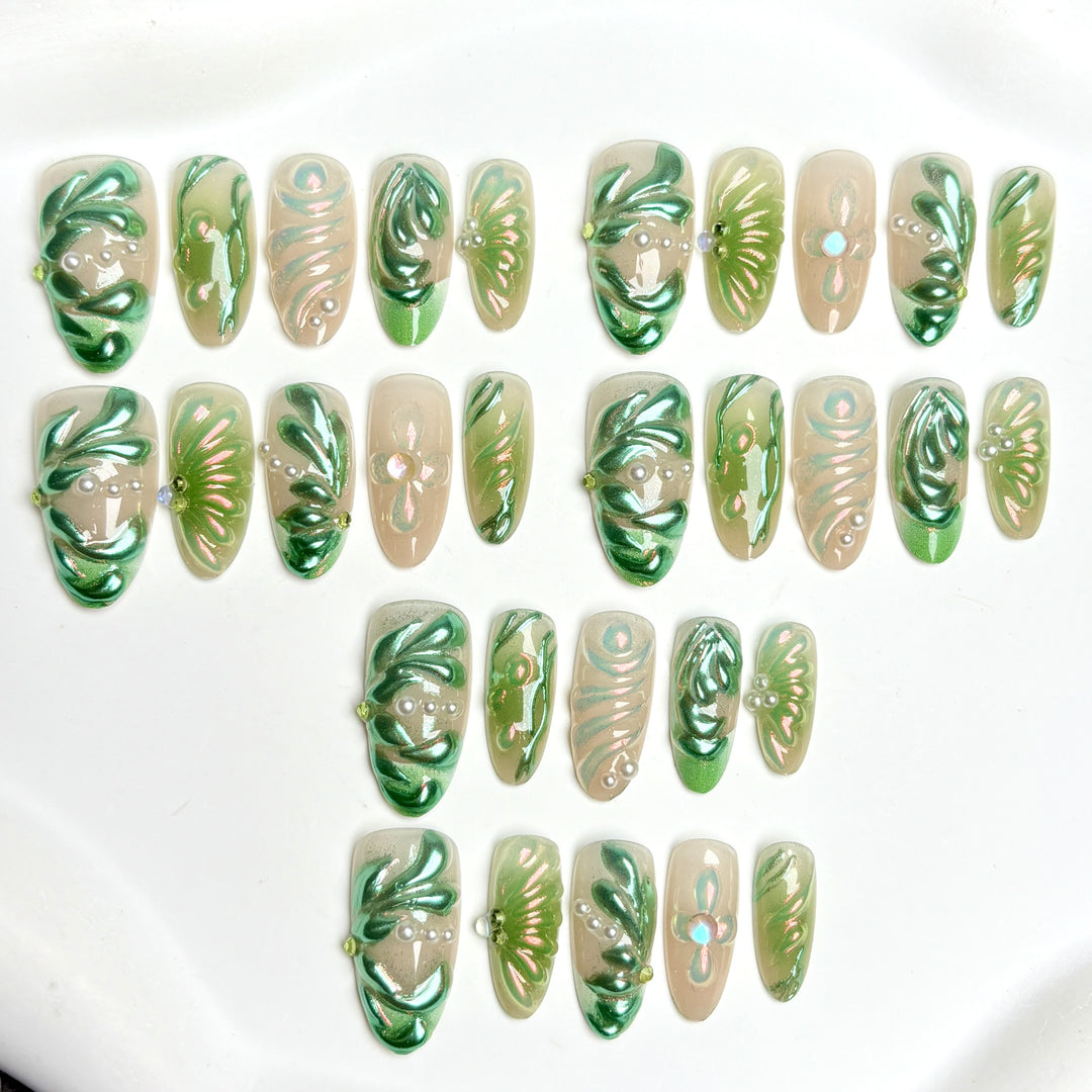 Artistic Floral-Inspired Press-On Nail Set