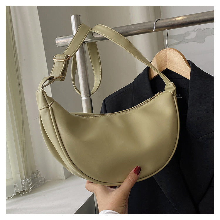 Curved Leather Shoulder Bag