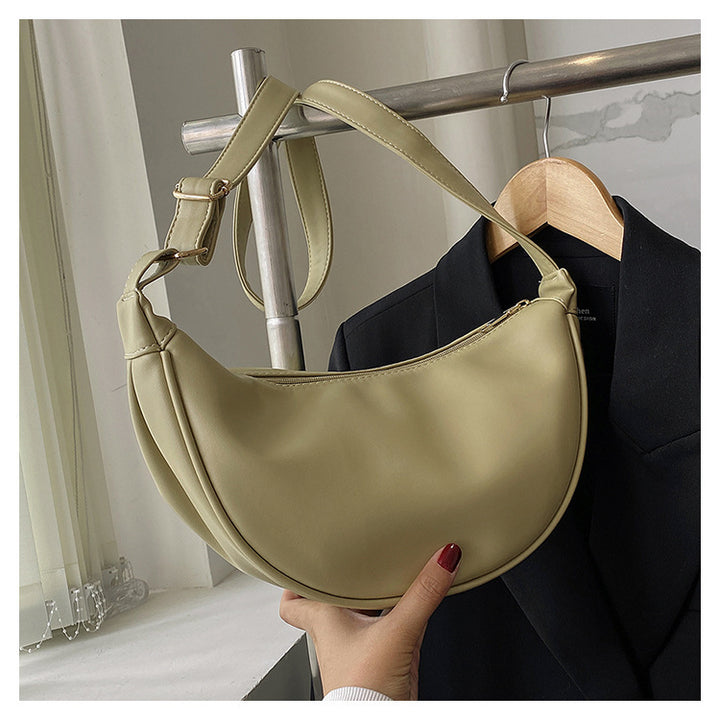 Curved Leather Shoulder Bag