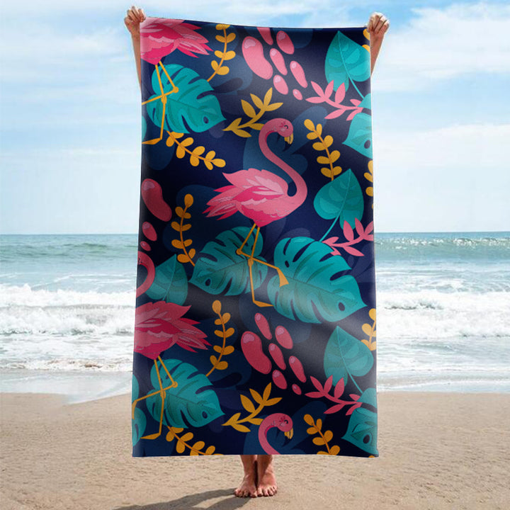 Beach towel with tropical flamingo pattern Stornfield