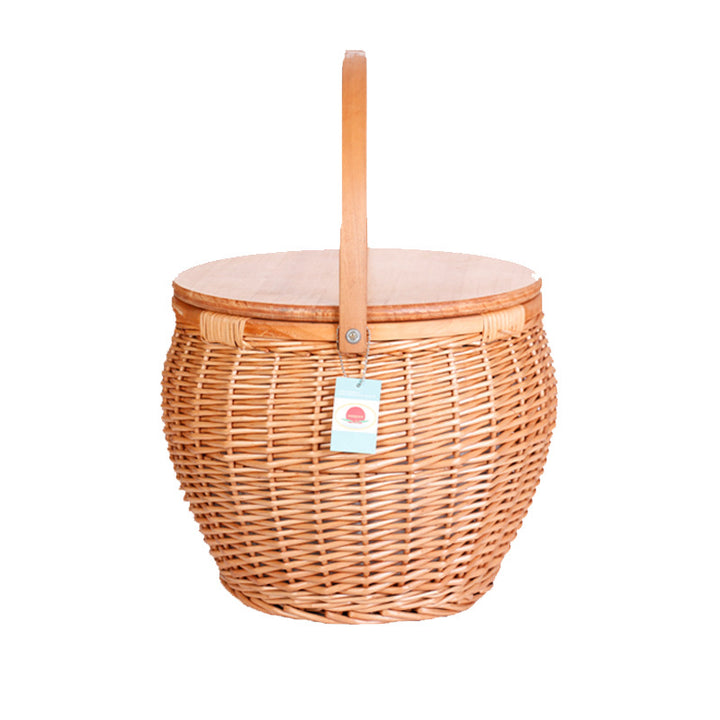 Ladies picnic basket made of high-quality natural material with sturdy wooden lid Stornfield