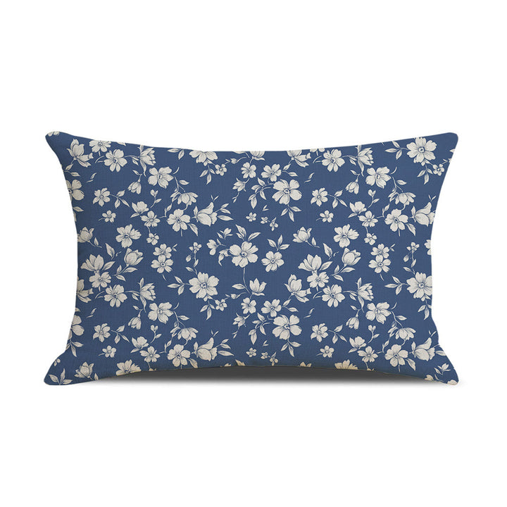 Rectangular Linen-Blend Floral Throw Pillow Cover