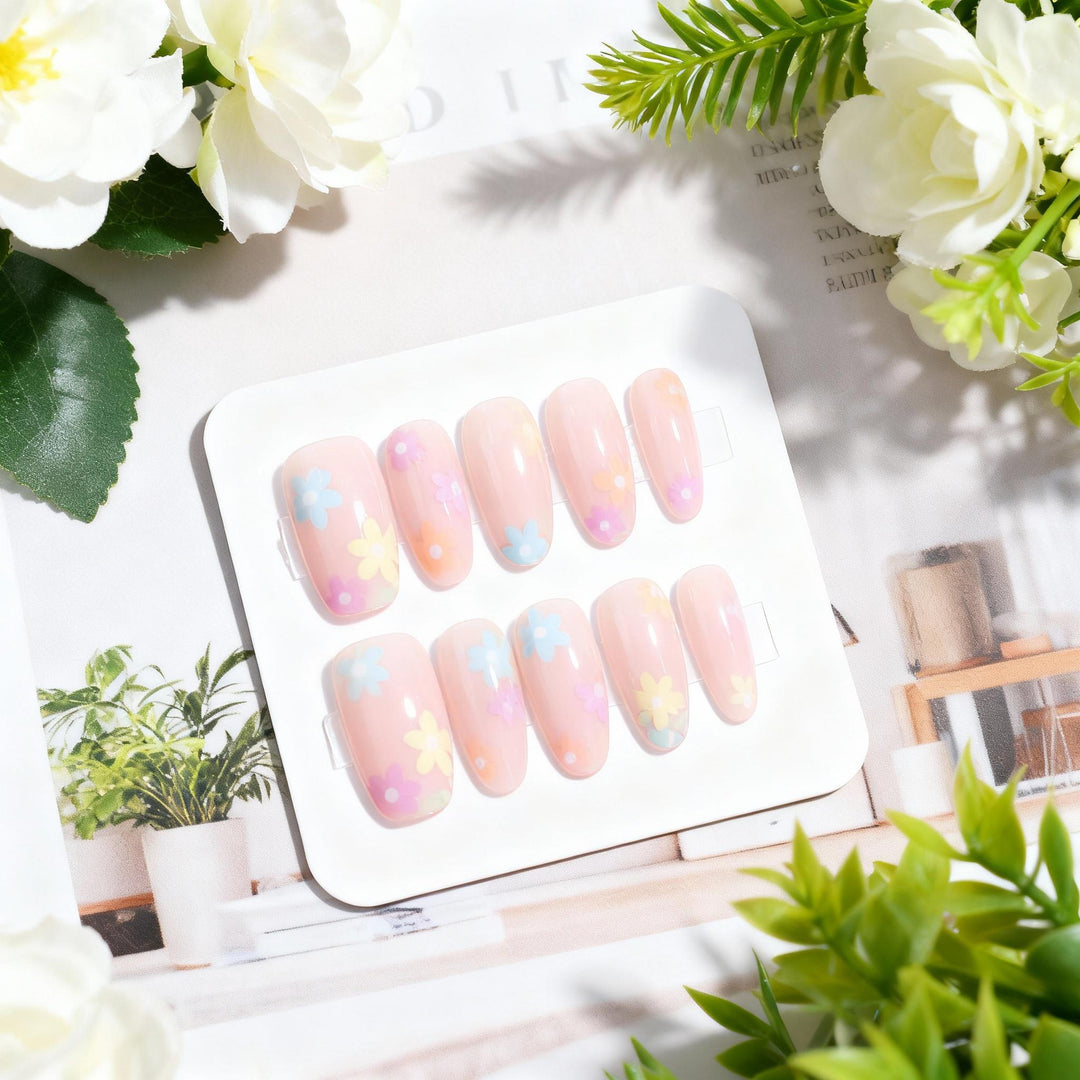 Floral-Themed Press-On Nail Design Stornfield