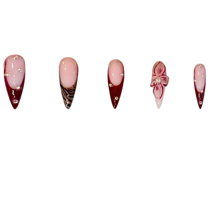 Artistic Floral Stiletto Press-On Nail Art Stornfield