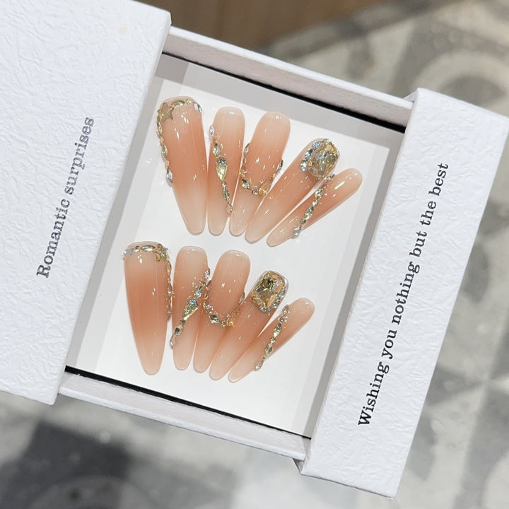 Artificial nails with Romantic Glamour Design Stornfield
