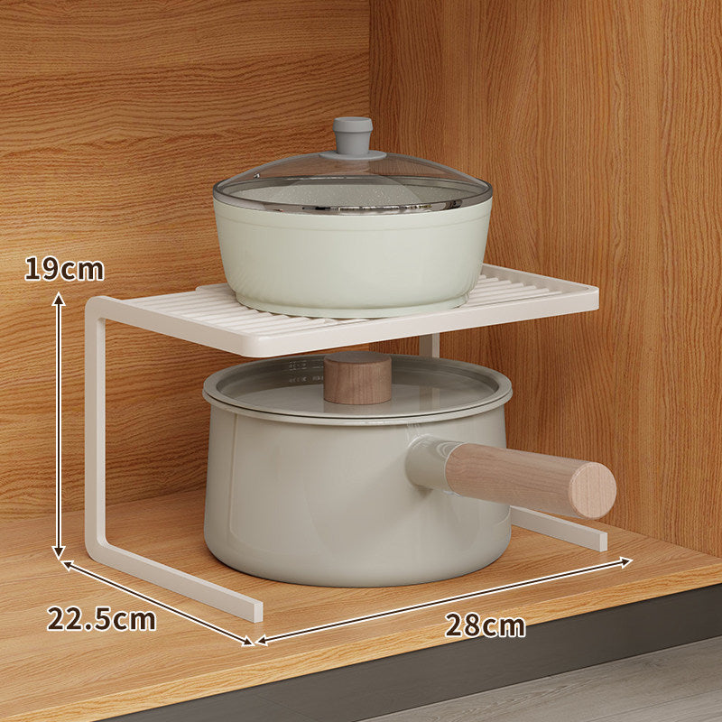 Compact Space-Saving Kitchen Countertop Pot and Pan Organizer Shelf Riser