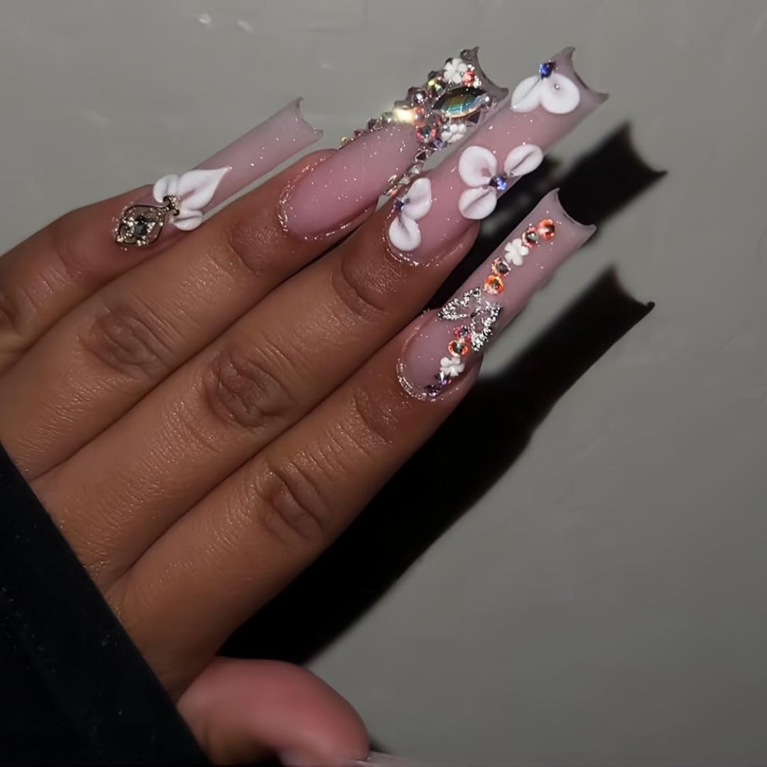 Floral Decorative Press-On Nail Extensions Stornfield