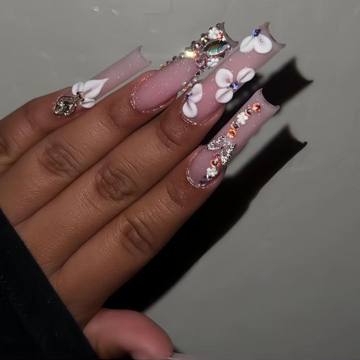 Floral Decorative Press-On Nail Extensions Stornfield
