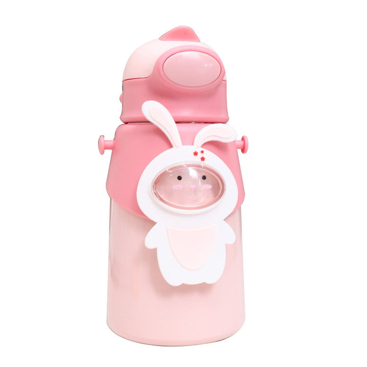 Women's water bottle with friendly animal design and carrying strap Stornfield