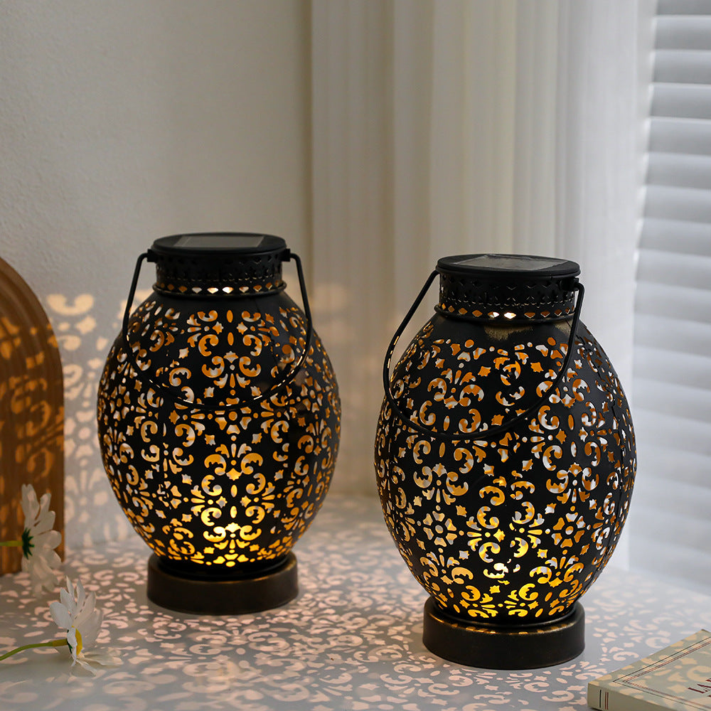 Moroccan-Style Cutwork Metal Candle Lantern with Hanging Handle Stornfield