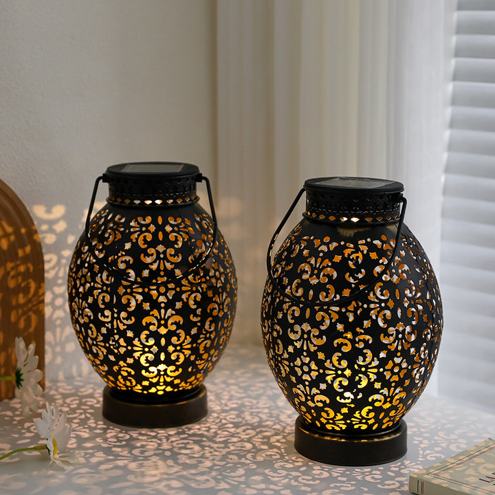 Moroccan-Style Cutwork Metal Candle Lantern with Hanging Handle Stornfield