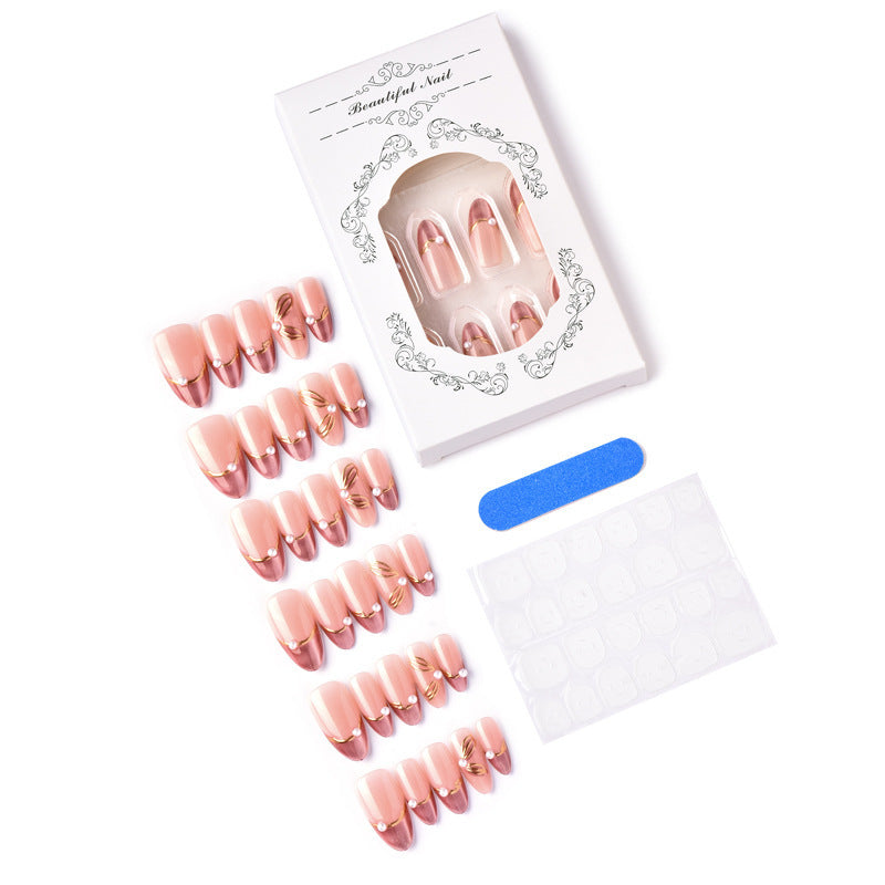 Glamorous Press-On Nail Set with Decorative Accents Stornfield