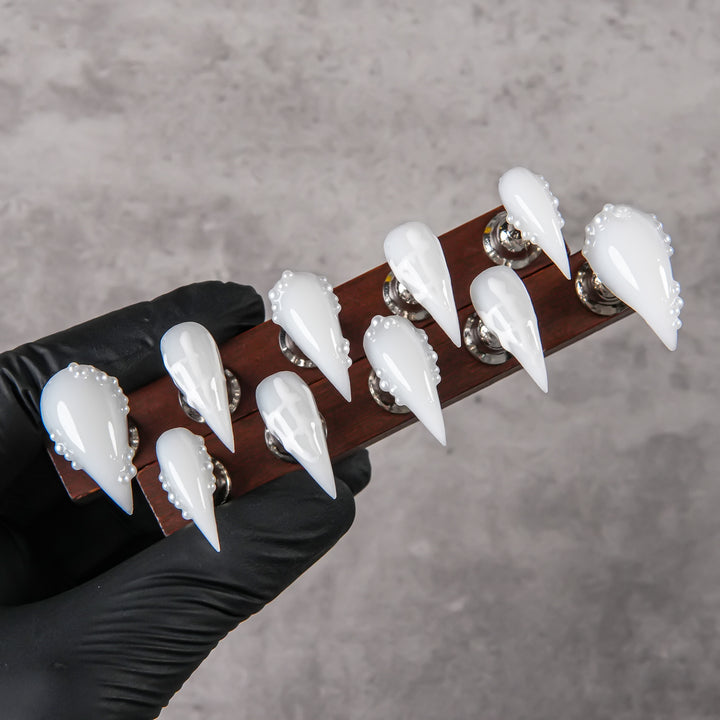 Elegant Stiletto Press-On Nails with Pearl Accents