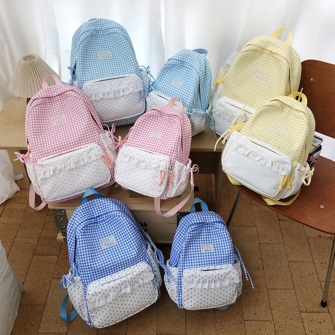 Playful Gingham and Polka Dot Backpack Stornfield
