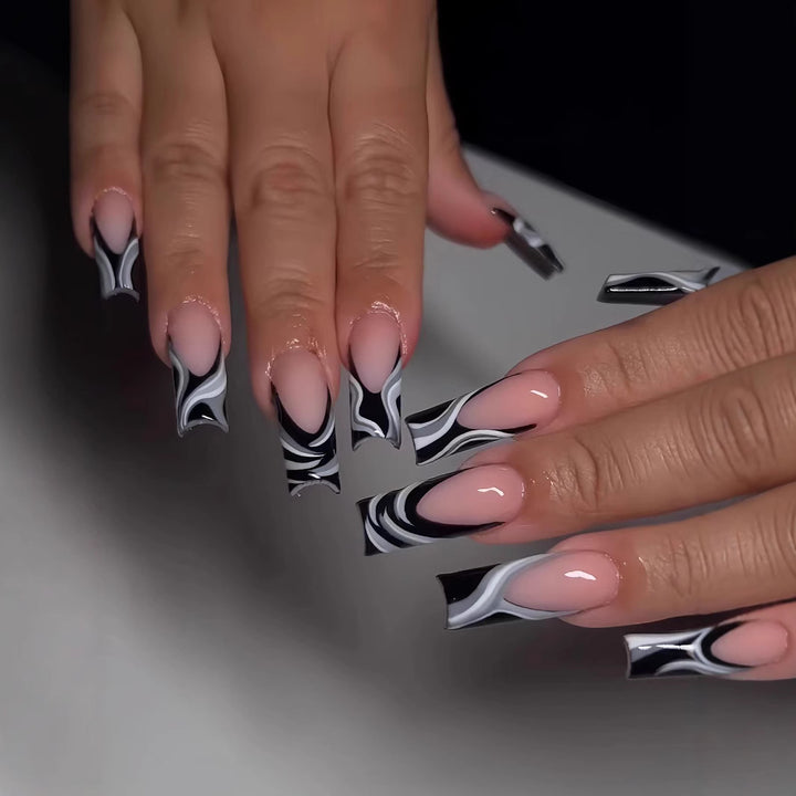Artistic Marbled Acrylic Nail Enhancements Stornfield