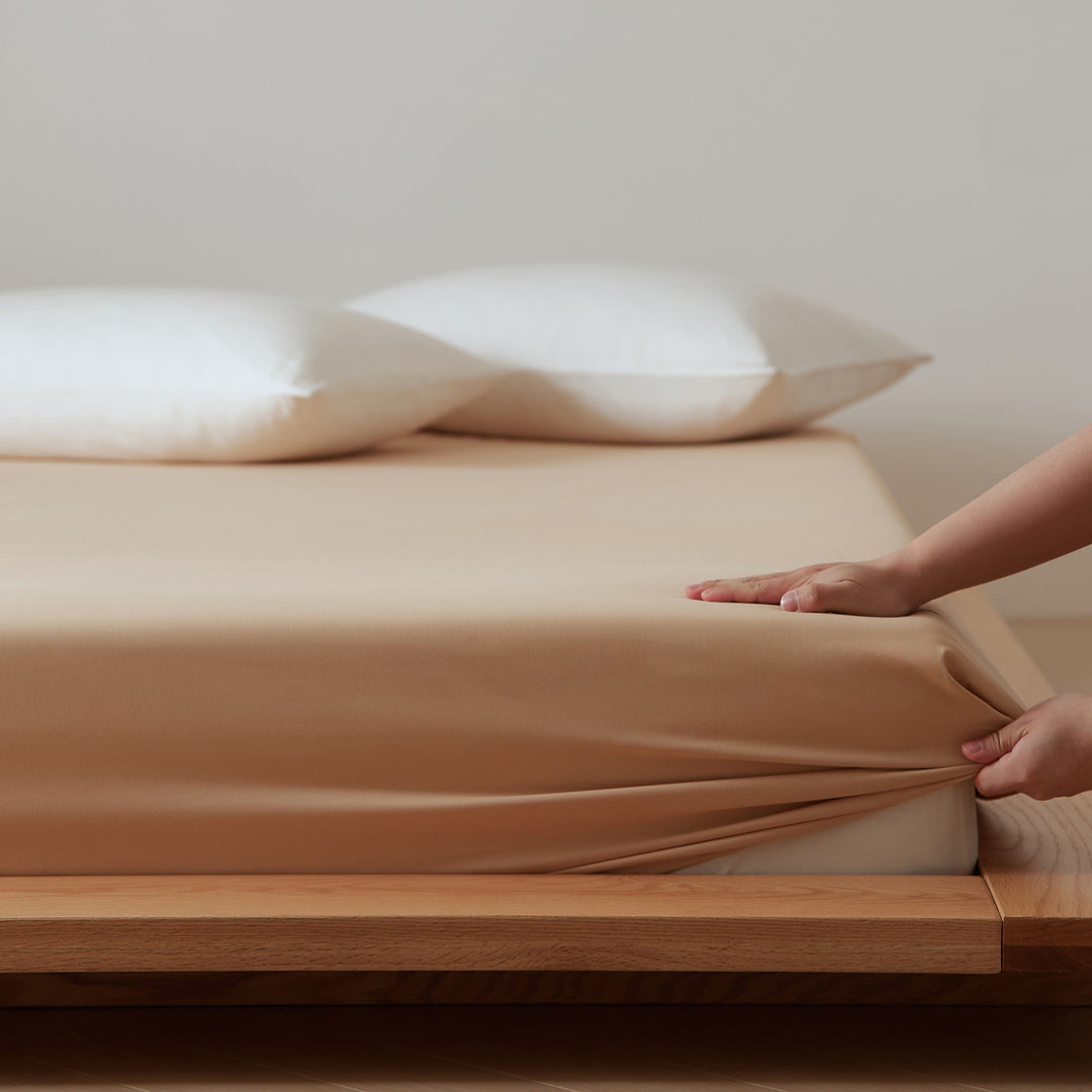 Deep-Pocket Brushed Cotton Jersey Fitted Sheet with Elastic Corners
