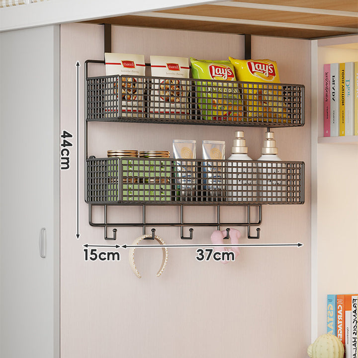 Under-Shelf Double-Tier Ventilated Mesh Hanging Storage Basket for Pantry and Bathroom