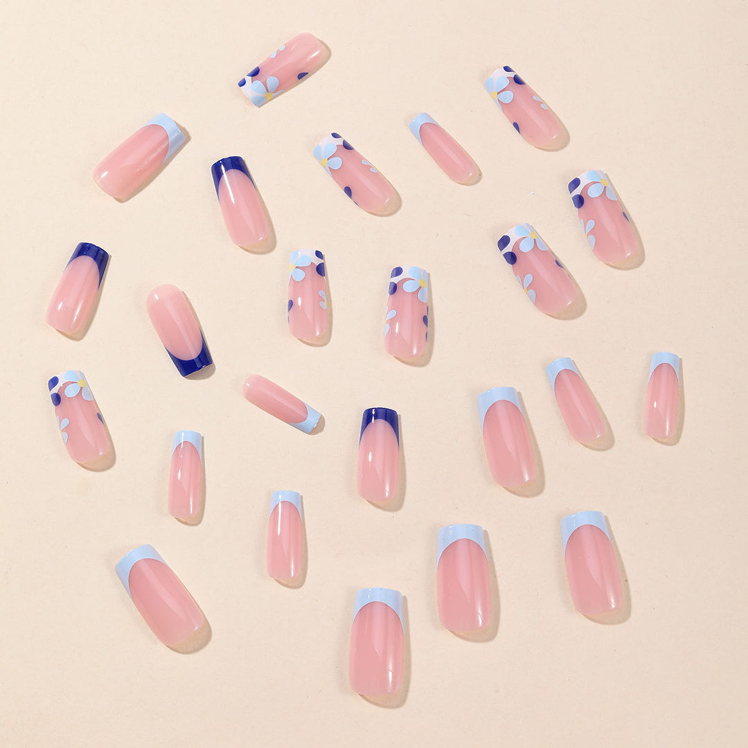 Floral French Tip Acrylic Nail Art Extensions Stornfield