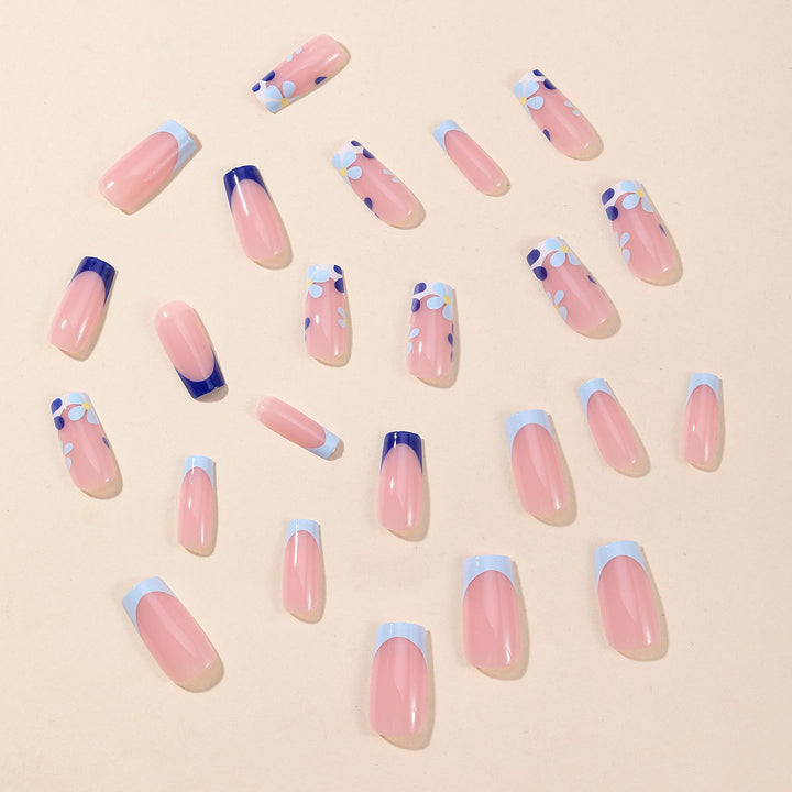 Floral French Tip Acrylic Nail Art Extensions Stornfield