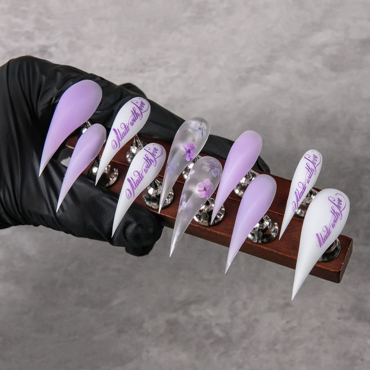 Artistic Stiletto Press-On Nail Set with Floral Accents