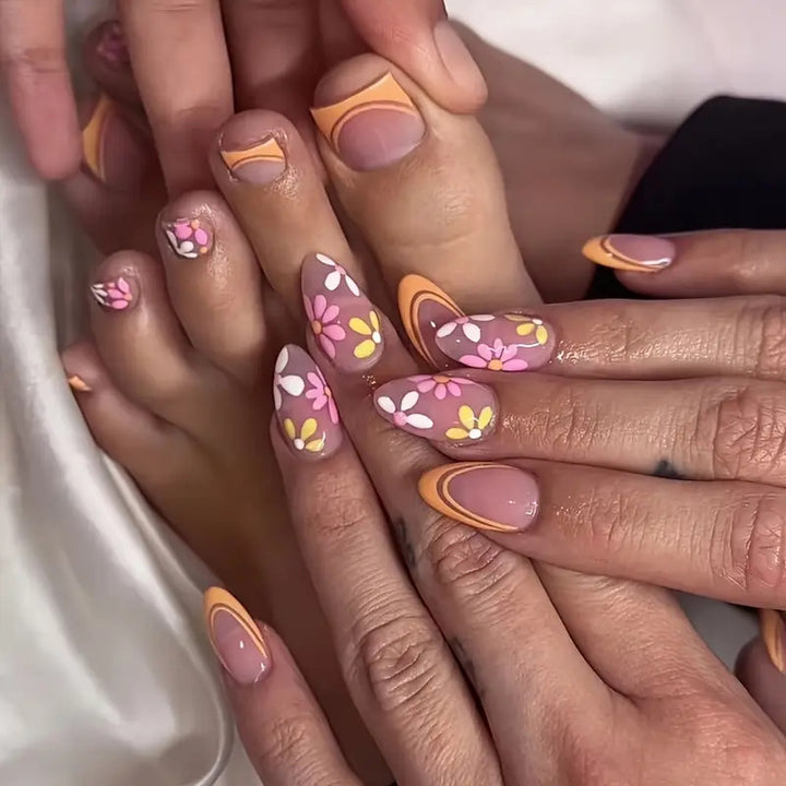 Decorative Floral Press-On Pedicure Set Stornfield
