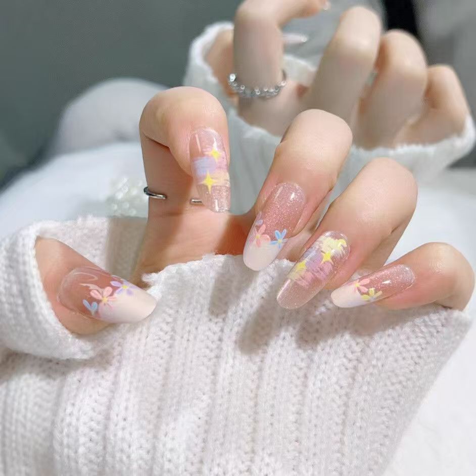 Artistic Floral Stiletto Press-On Nails Stornfield