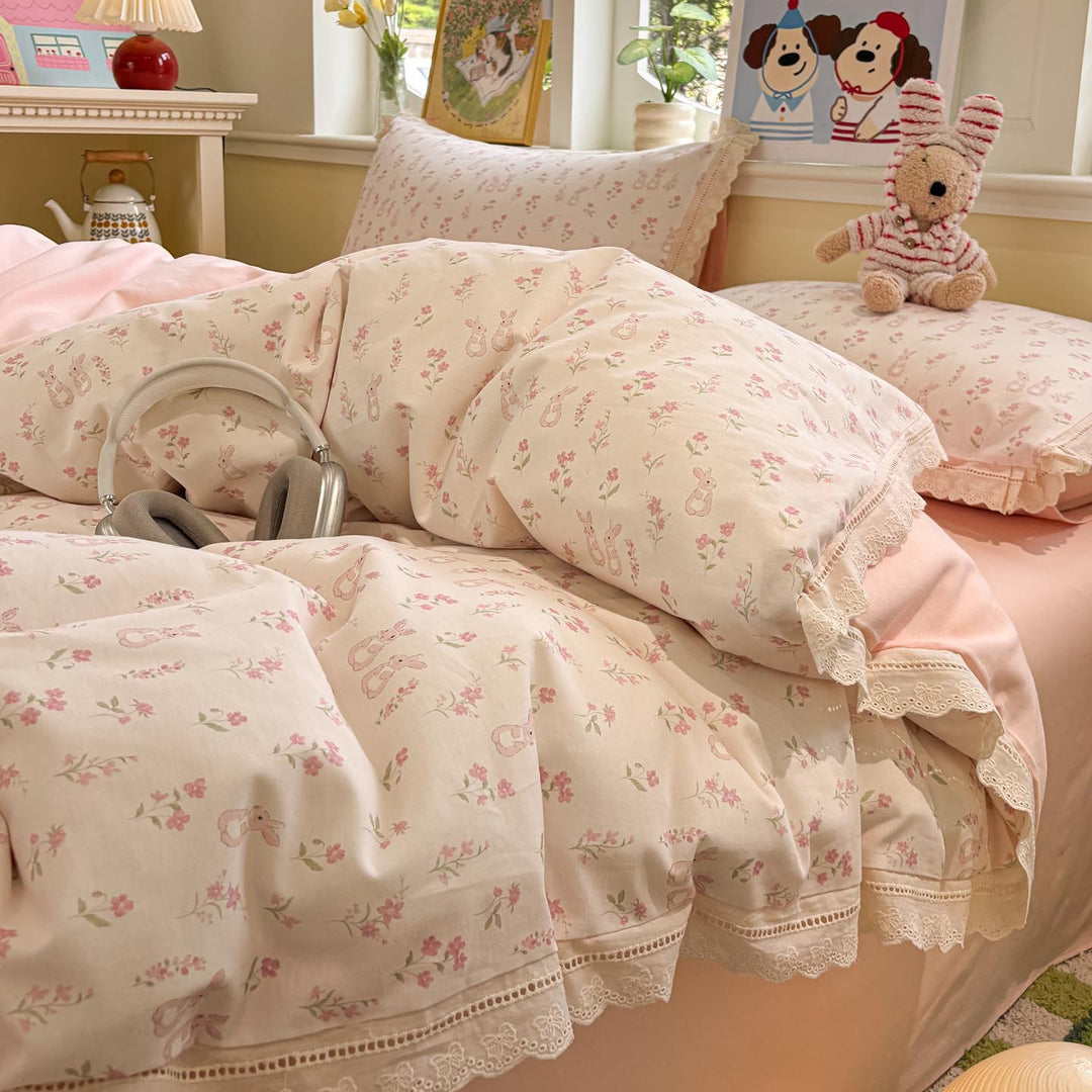 Floral Print Cotton Bedspread