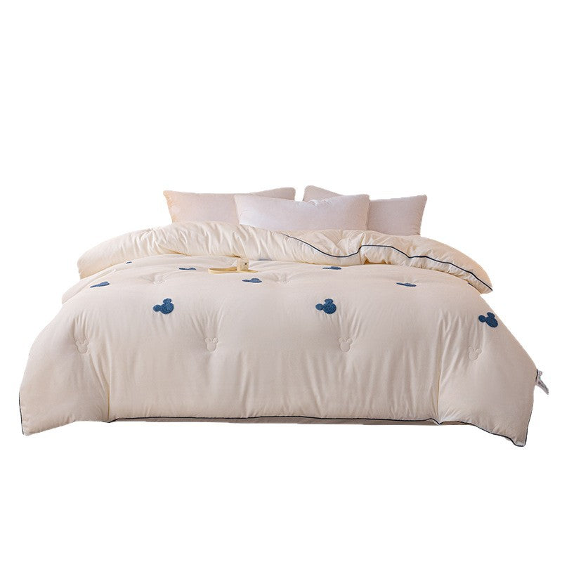Plush Reversible Embroidered Comforter with Chenille Heart Appliqué