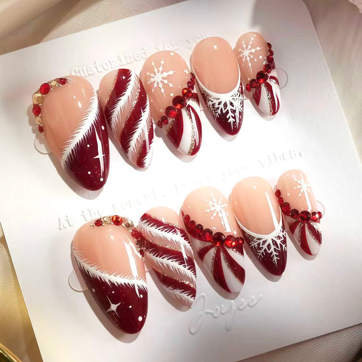 Festive Candy Cane Press-On Nail Set