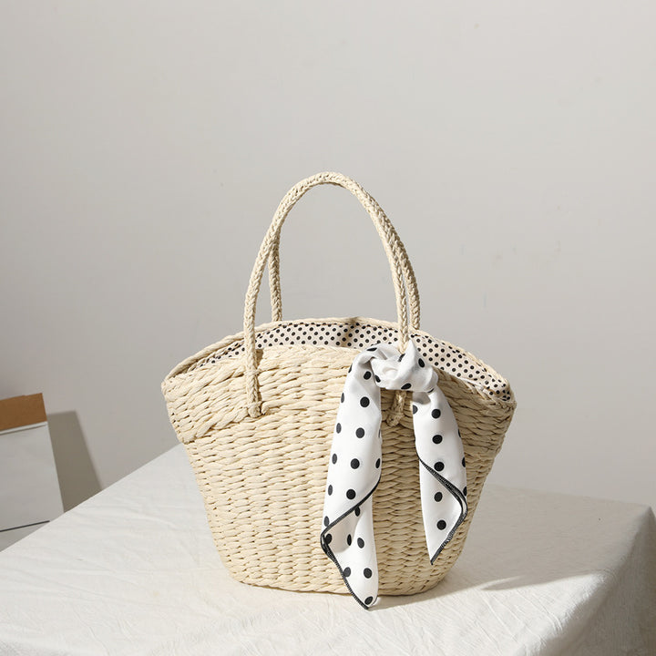 Braided beach bag with dotted inner pocket Stornfield