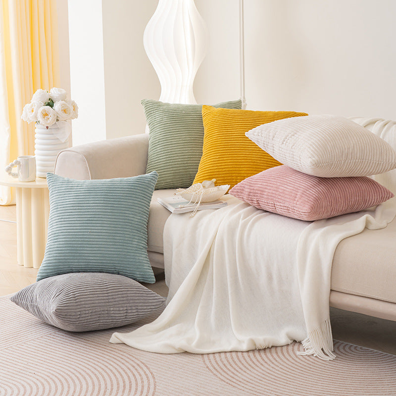 Ribbed Plush Corduroy Square Accent Cushion Cover with Hidden Zipper