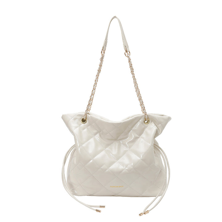 Quilted Patent Leather Slouchy Tote Bag