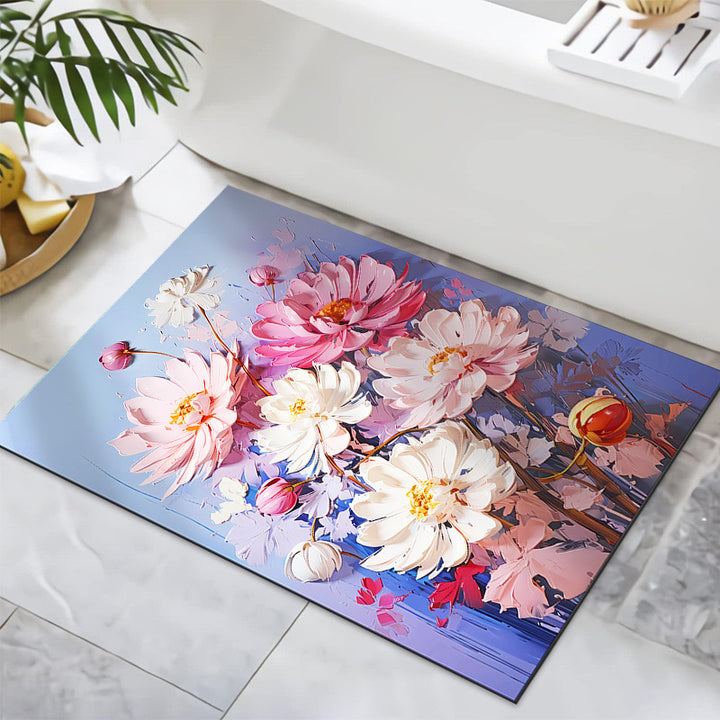 Textured Floral Design Bath Mat Stornfield