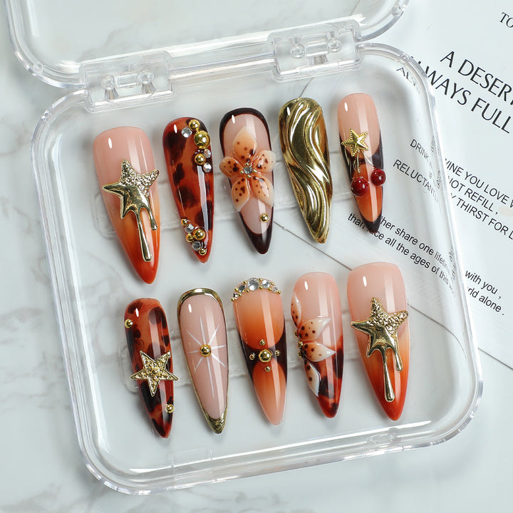 Acrylic nail set with elegant decorations Stornfield