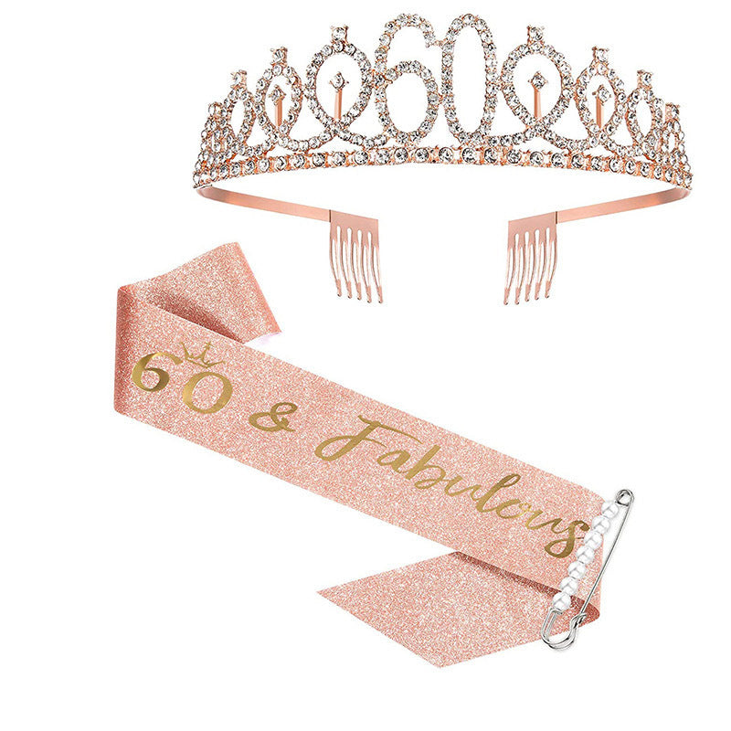 Ladies Sparkling Tiara with personalized 80th Birthday Inscription Stornfield