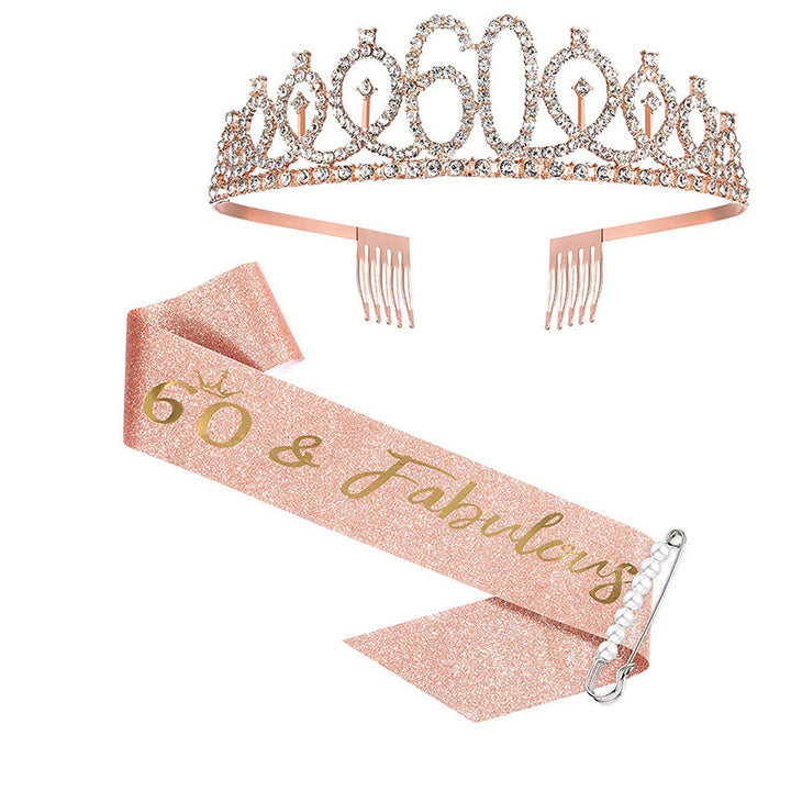 Ladies Sparkling Tiara with personalized 80th Birthday Inscription Stornfield