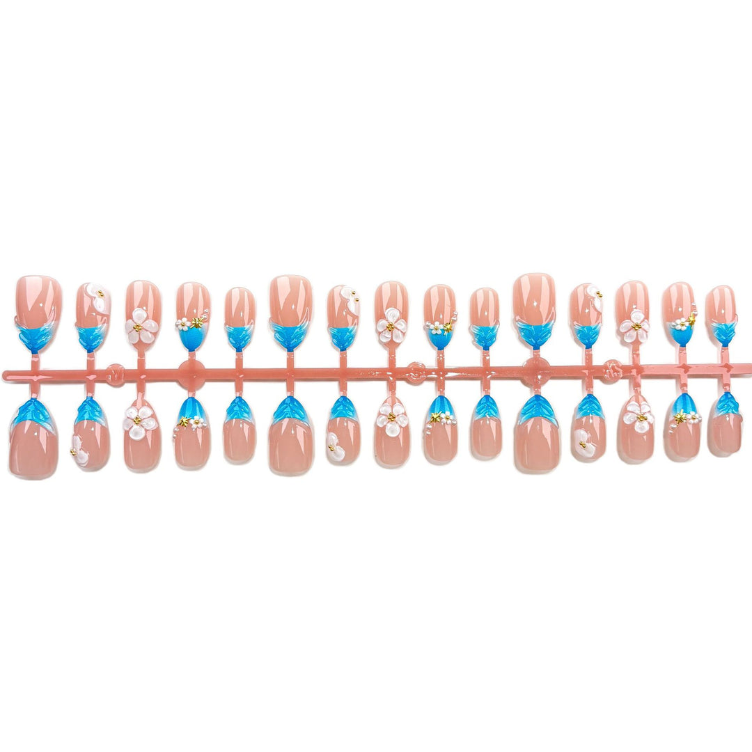 Floral and Gem-Embellished Press-On Nail Set