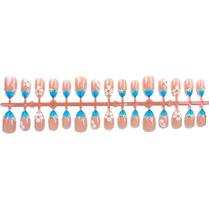Floral and Gem-Embellished Press-On Nail Set